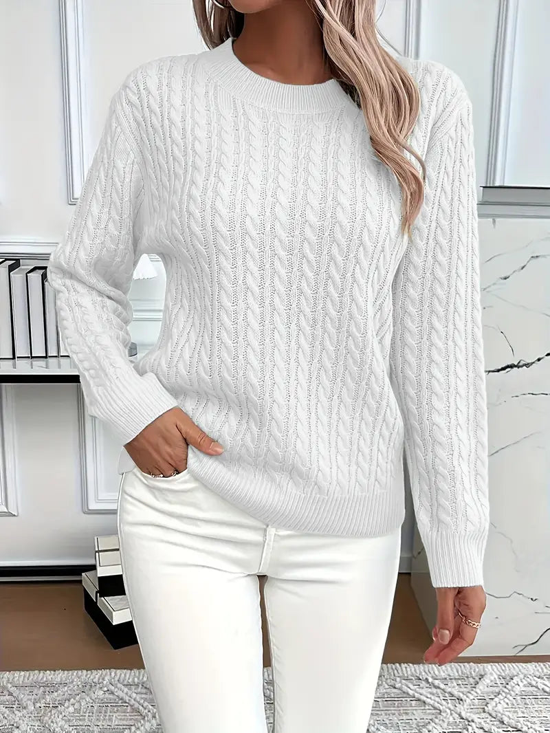Women's Cable Knit Sweater Relaxed Fit - photo 1