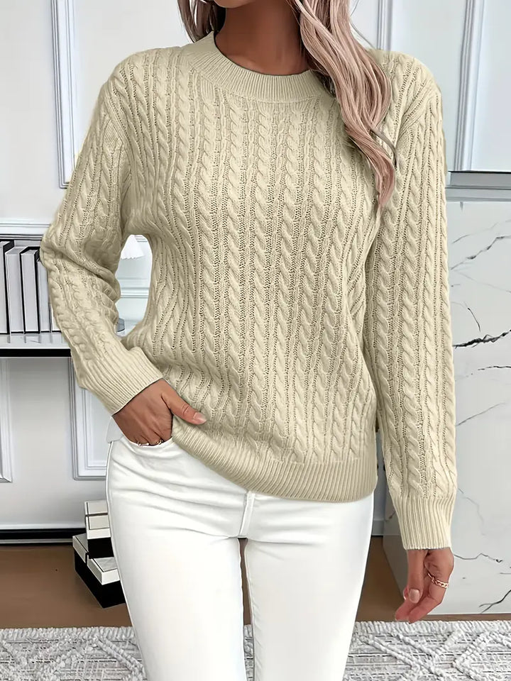 Women's Cable Knit Sweater Relaxed Fit - photo 11