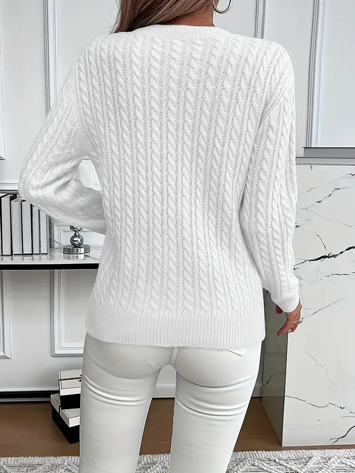 Women's Cable Knit Sweater Relaxed Fit - photo 2