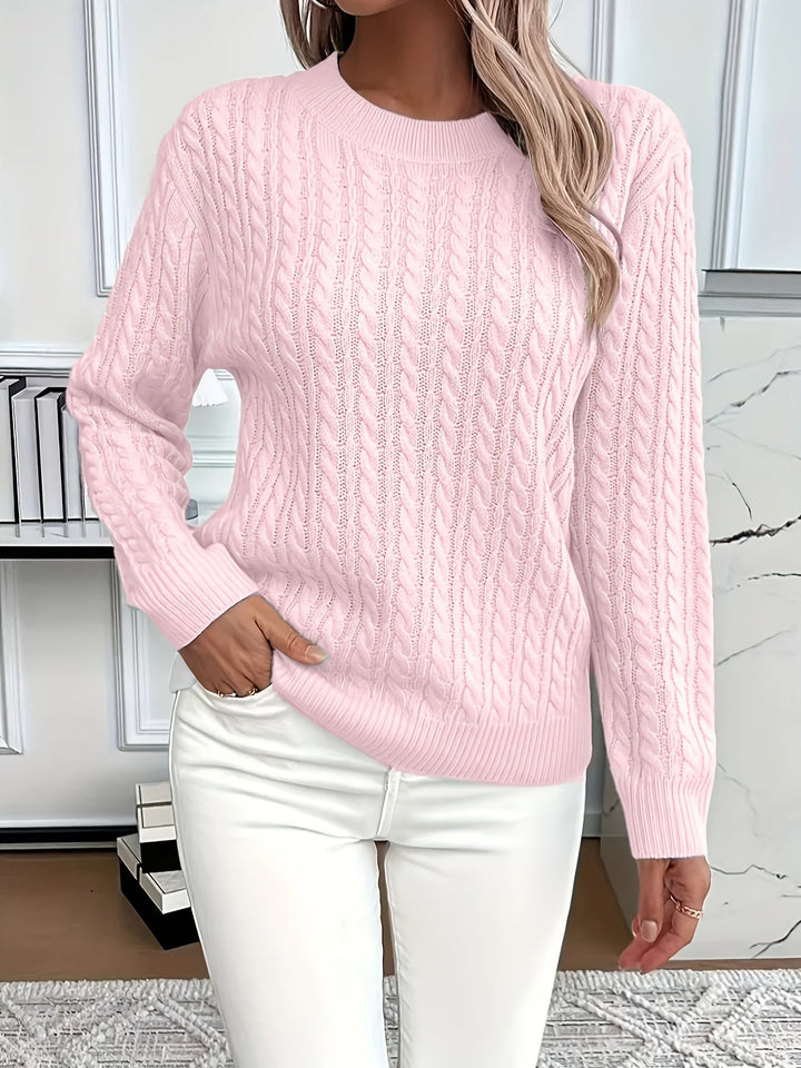 Women's Cable Knit Sweater Relaxed Fit - photo 3