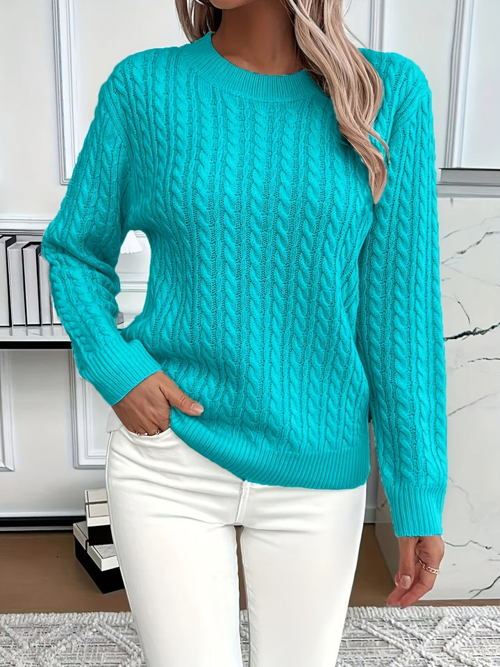 Women's Cable Knit Sweater Relaxed Fit - photo 7