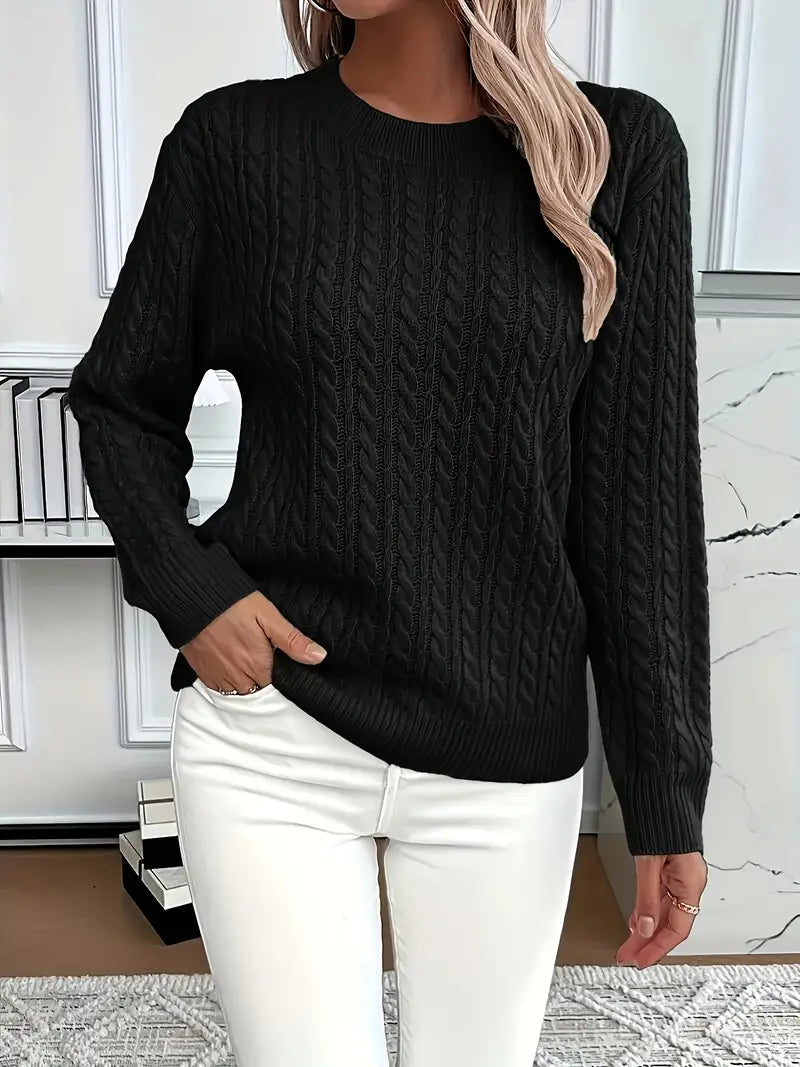 Women's Cable Knit Sweater Relaxed Fit - photo 8