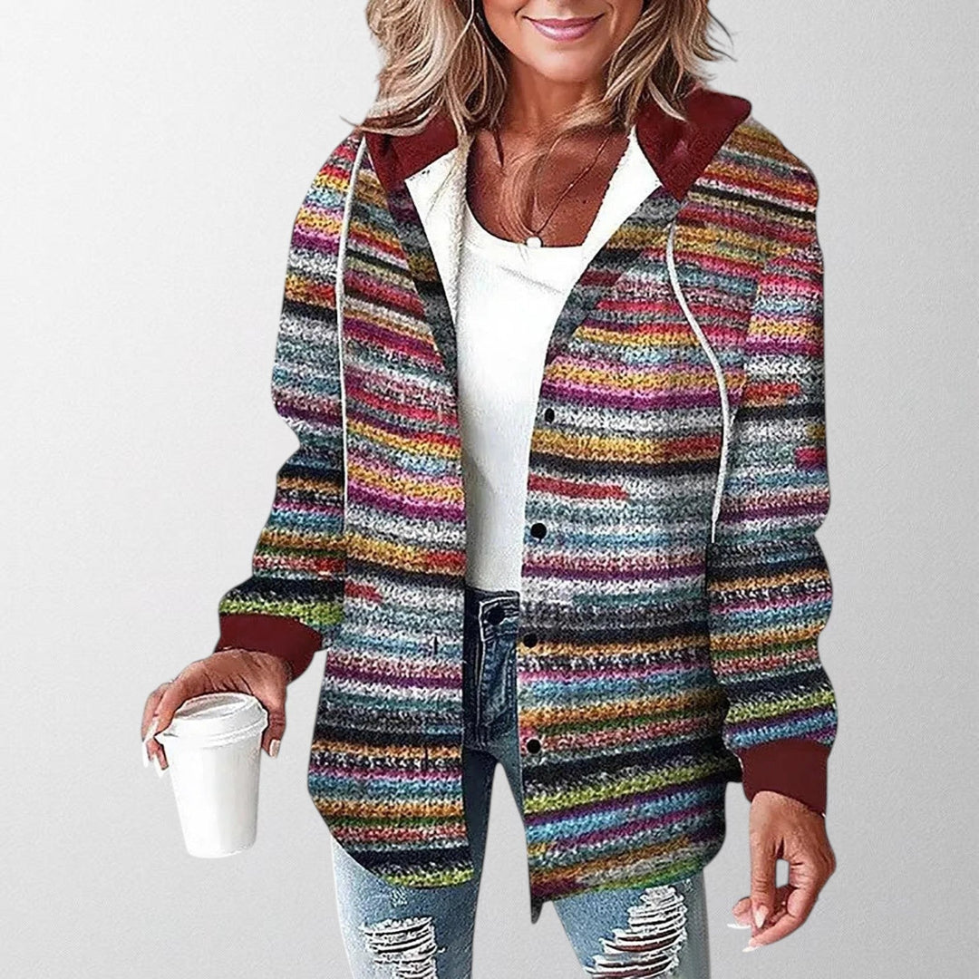 Women's Checked Hooded Shacket with Button Front - photo 6
