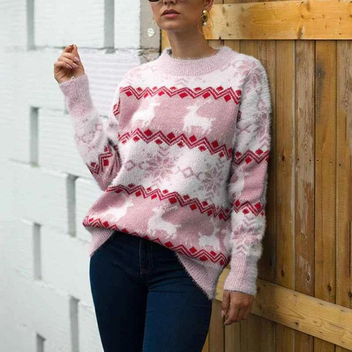 Caitlin - Women's Christmas Jumper with Festive Knit Pattern