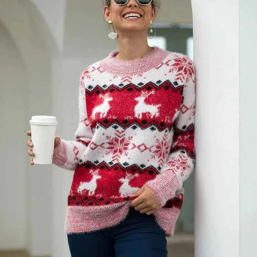 Caitlin - Women's Christmas Jumper with Festive Knit Pattern