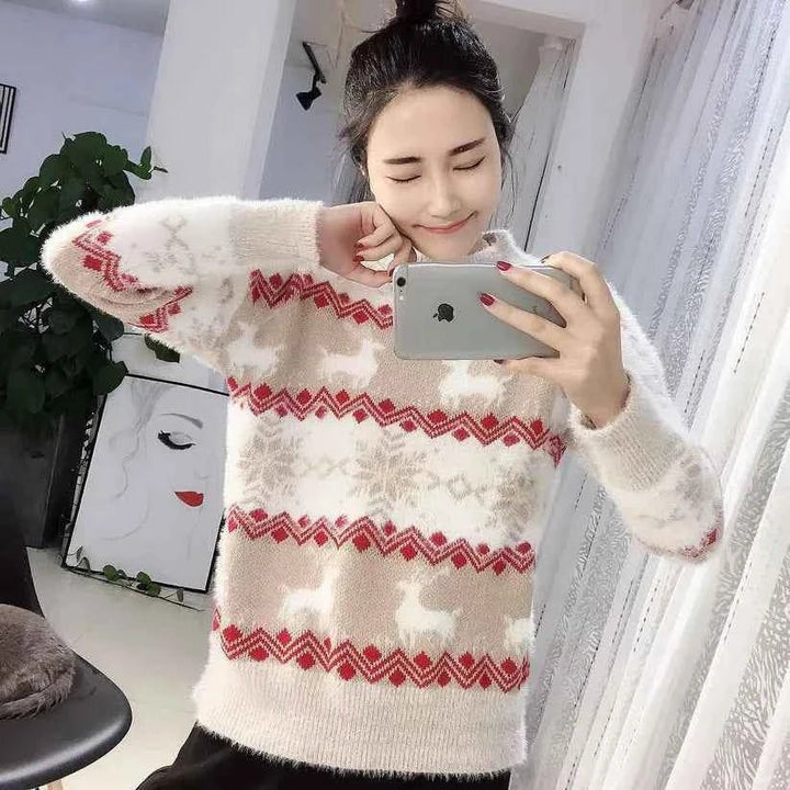 Caitlin - Women's Christmas Jumper with Festive Knit Pattern