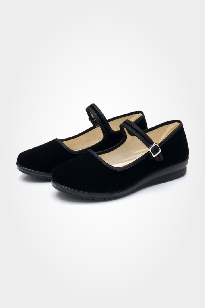 Women's Classic Mary Jane Flats with Soft Comfort Style - Black