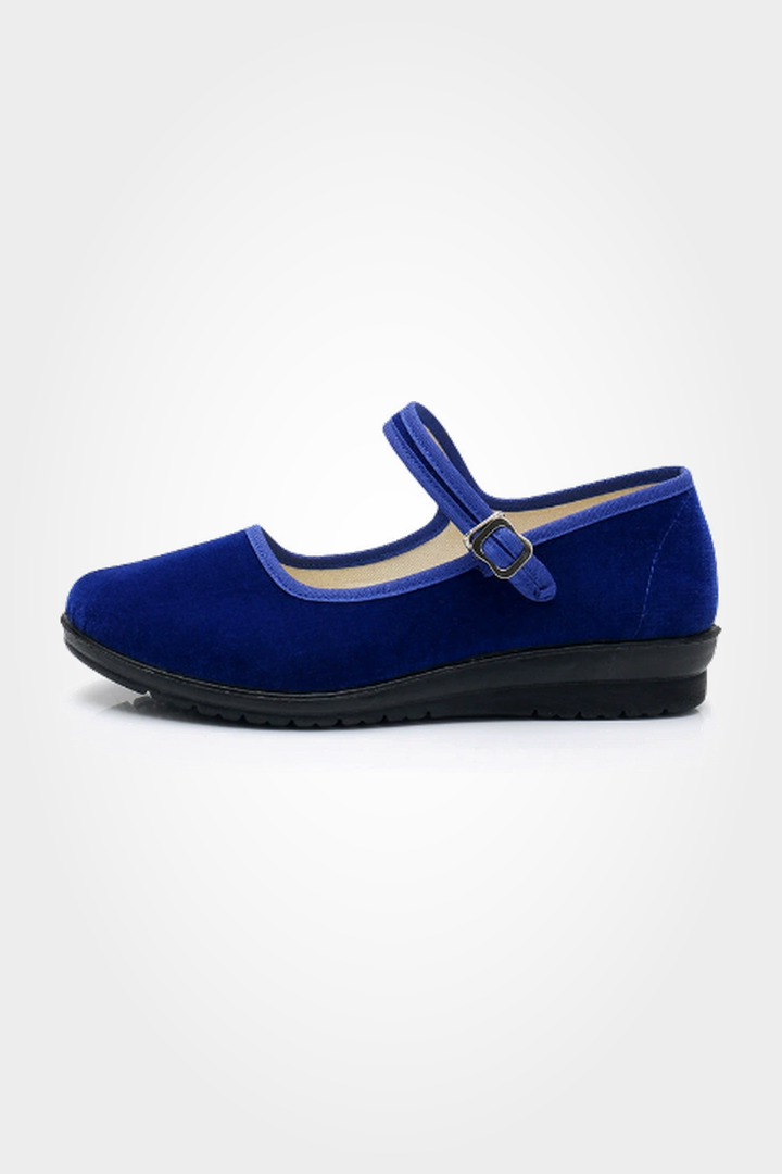 Women's Classic Mary Jane Flats with Soft Comfort Style - Blue