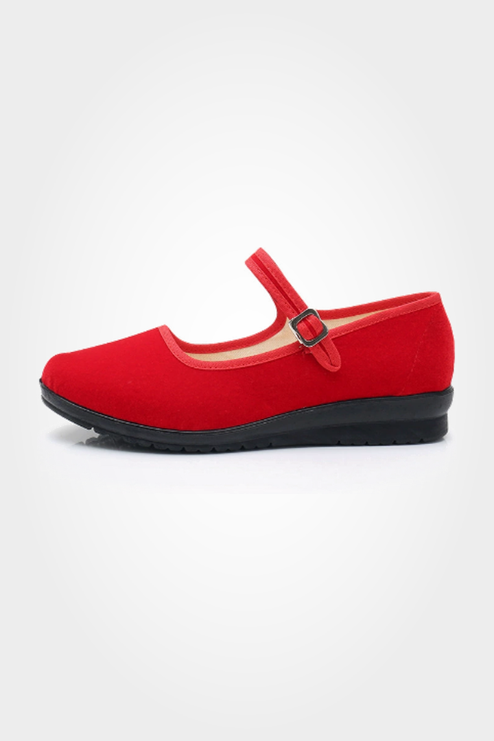 Women's Classic Mary Jane Flats with Soft Comfort Style - Red
