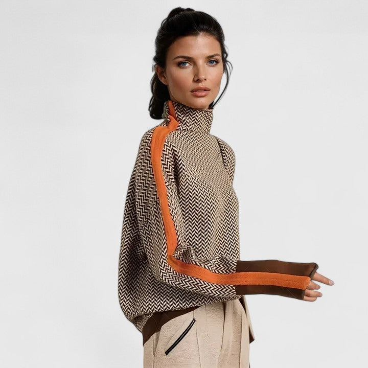 Women's Colour Block Turtleneck Sweater - photo 1