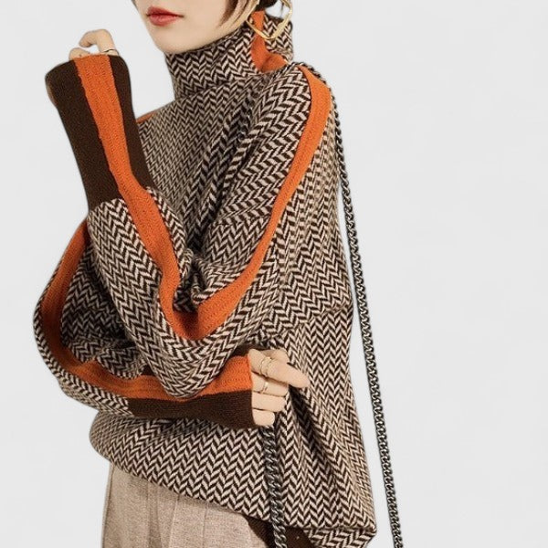 Women's Colour Block Turtleneck Sweater - photo 2