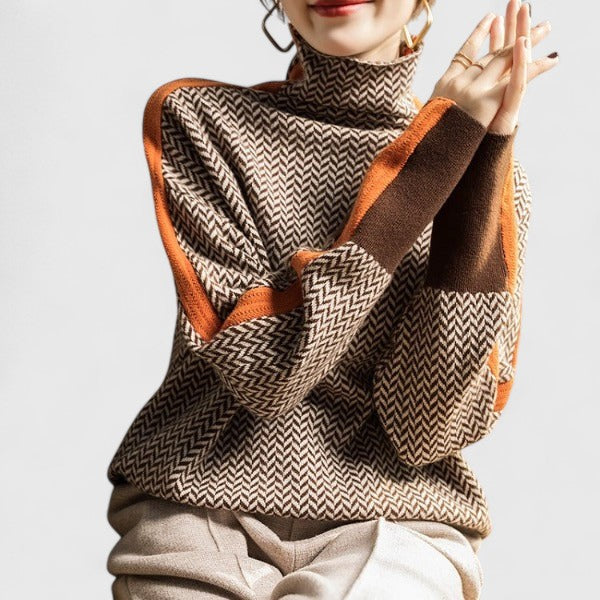 Women's Colour Block Turtleneck Sweater - photo 3