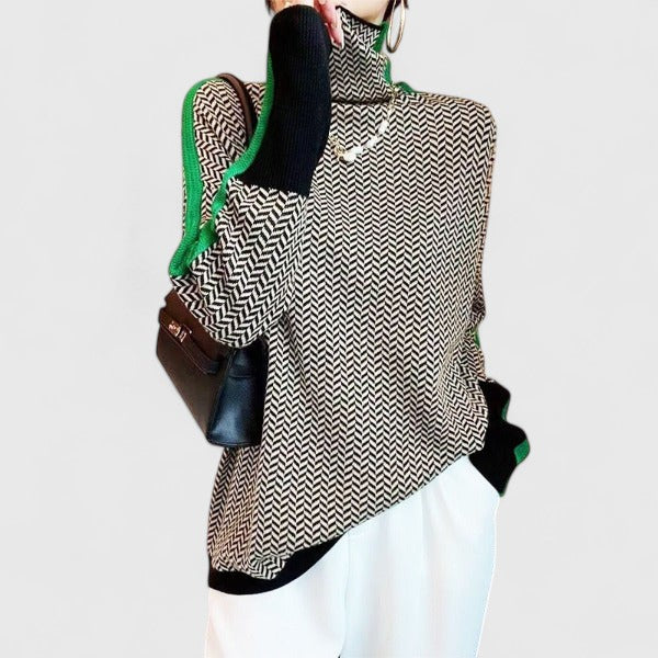 Women's Colour Block Turtleneck Sweater - photo 5