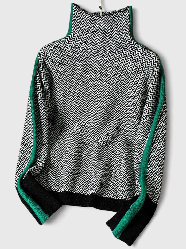 Women's Colour Block Turtleneck Sweater - photo 6