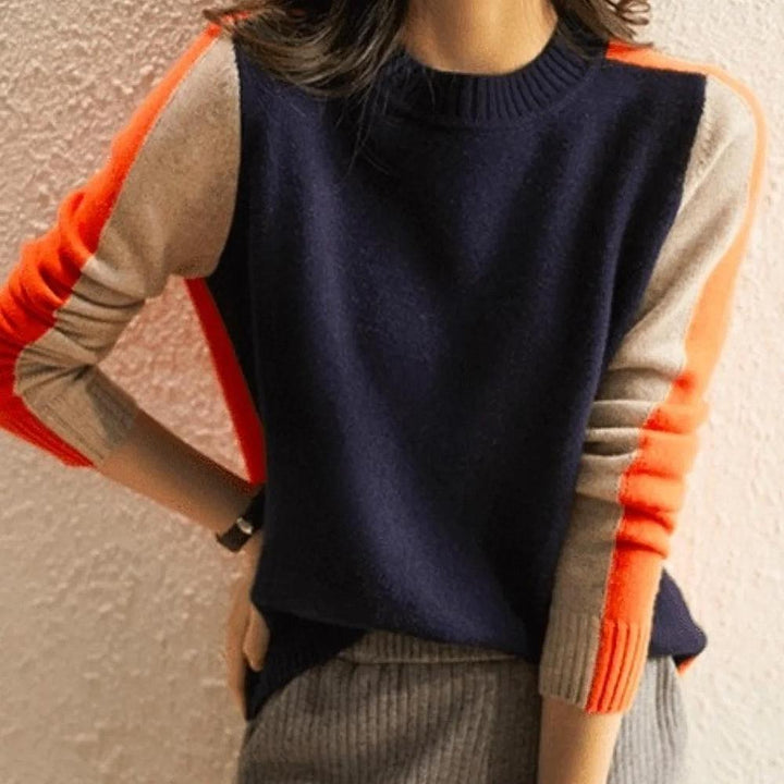Women's Colour Block Jumper with Crew Neck - photo 1