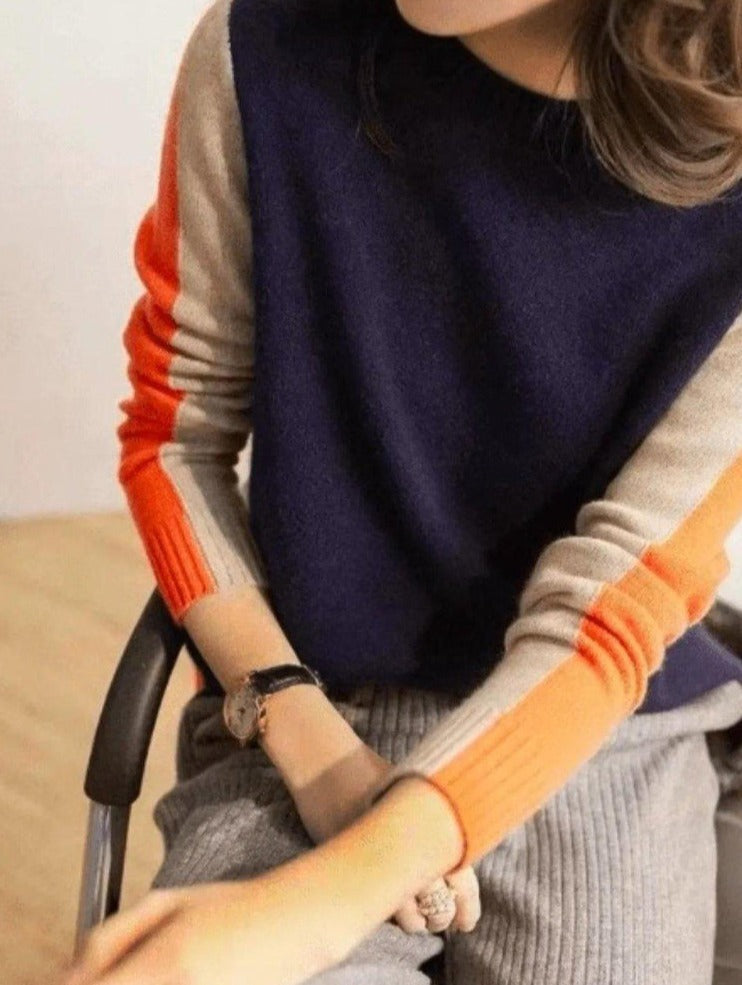 Women's Colour Block Jumper with Crew Neck - photo 2