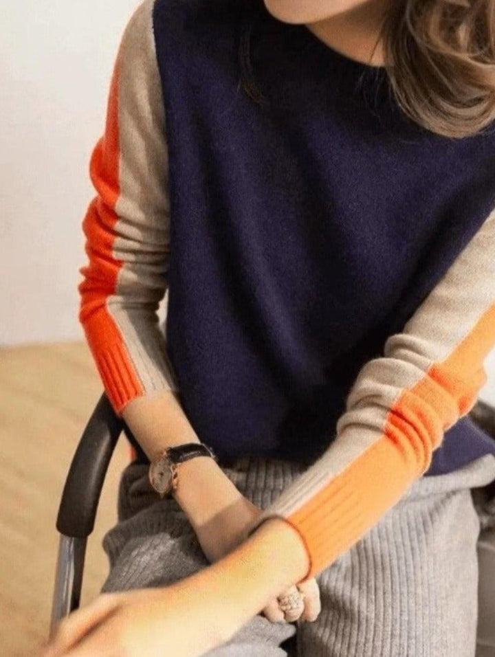 Women's Colour Block Jumper with Crew Neck - photo 2