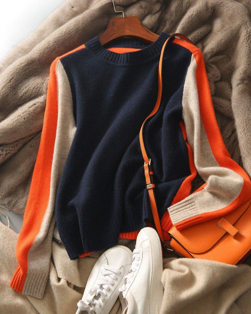 Women's Colour Block Jumper with Crew Neck - photo 4