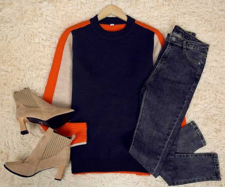 Women's Colour Block Jumper with Crew Neck - photo 9