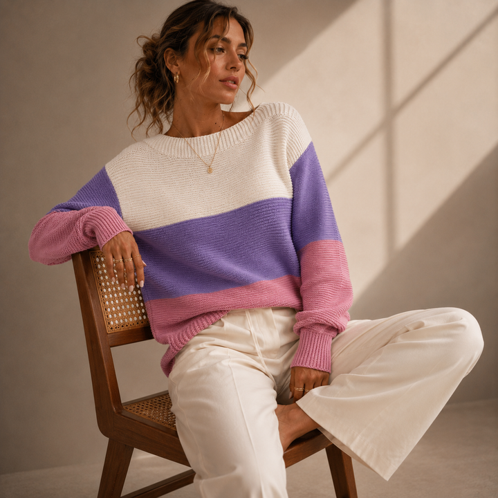 Women's Colour Block Oversized Jumper