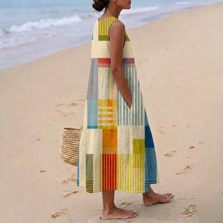 Women's Colourful Patchwork Midi Dress - photo 2