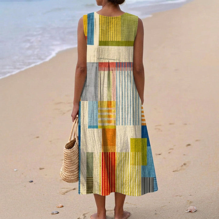 Women's Colourful Patchwork Midi Dress - photo 3
