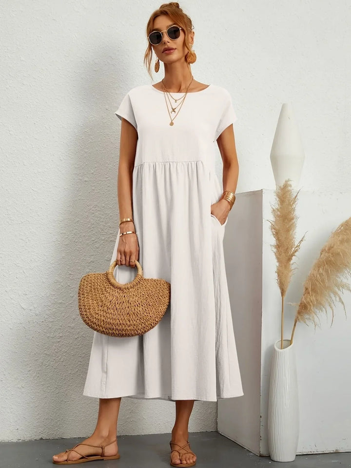 Women's Cotton Linen Maxi Dress with Pockets - photo 1