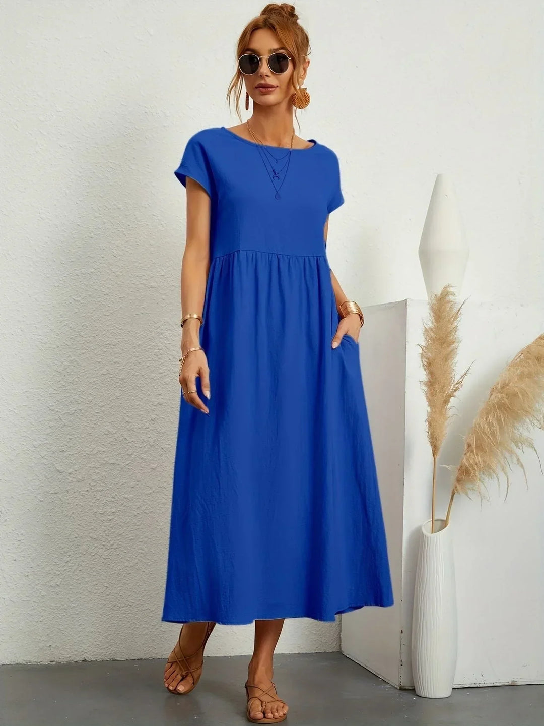 Women's Cotton Linen Maxi Dress with Pockets - photo 12