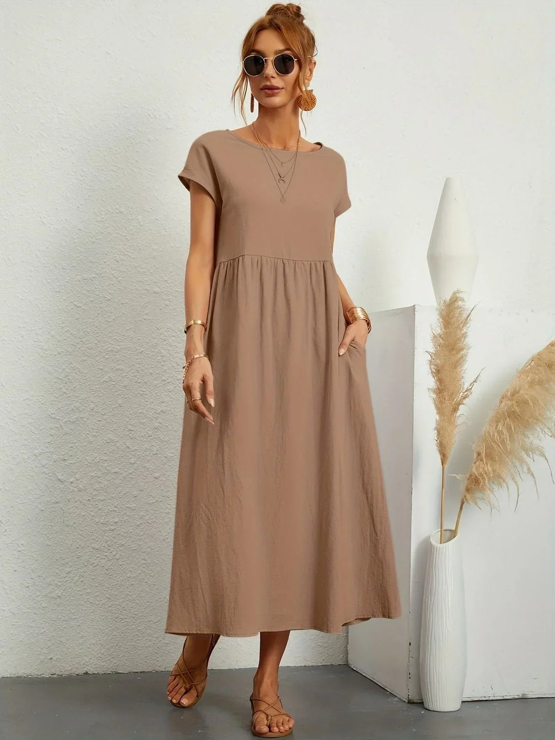 Women's Cotton Linen Maxi Dress with Pockets - photo 15