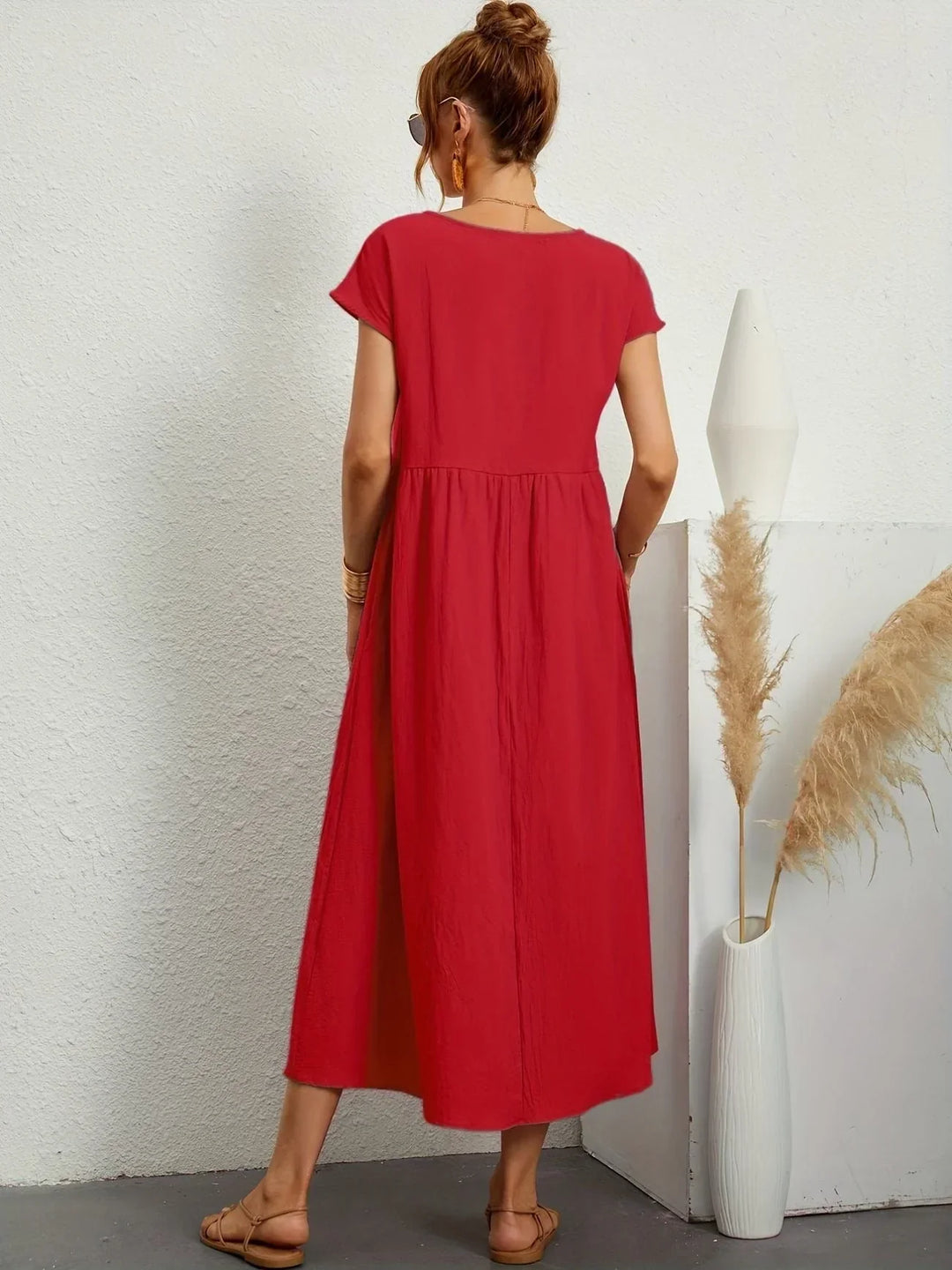 Women's Cotton Linen Maxi Dress with Pockets - photo 19