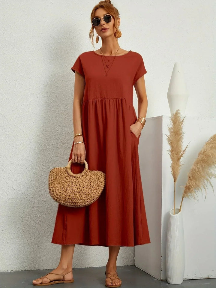 Women's Cotton Linen Maxi Dress with Pockets - photo 23
