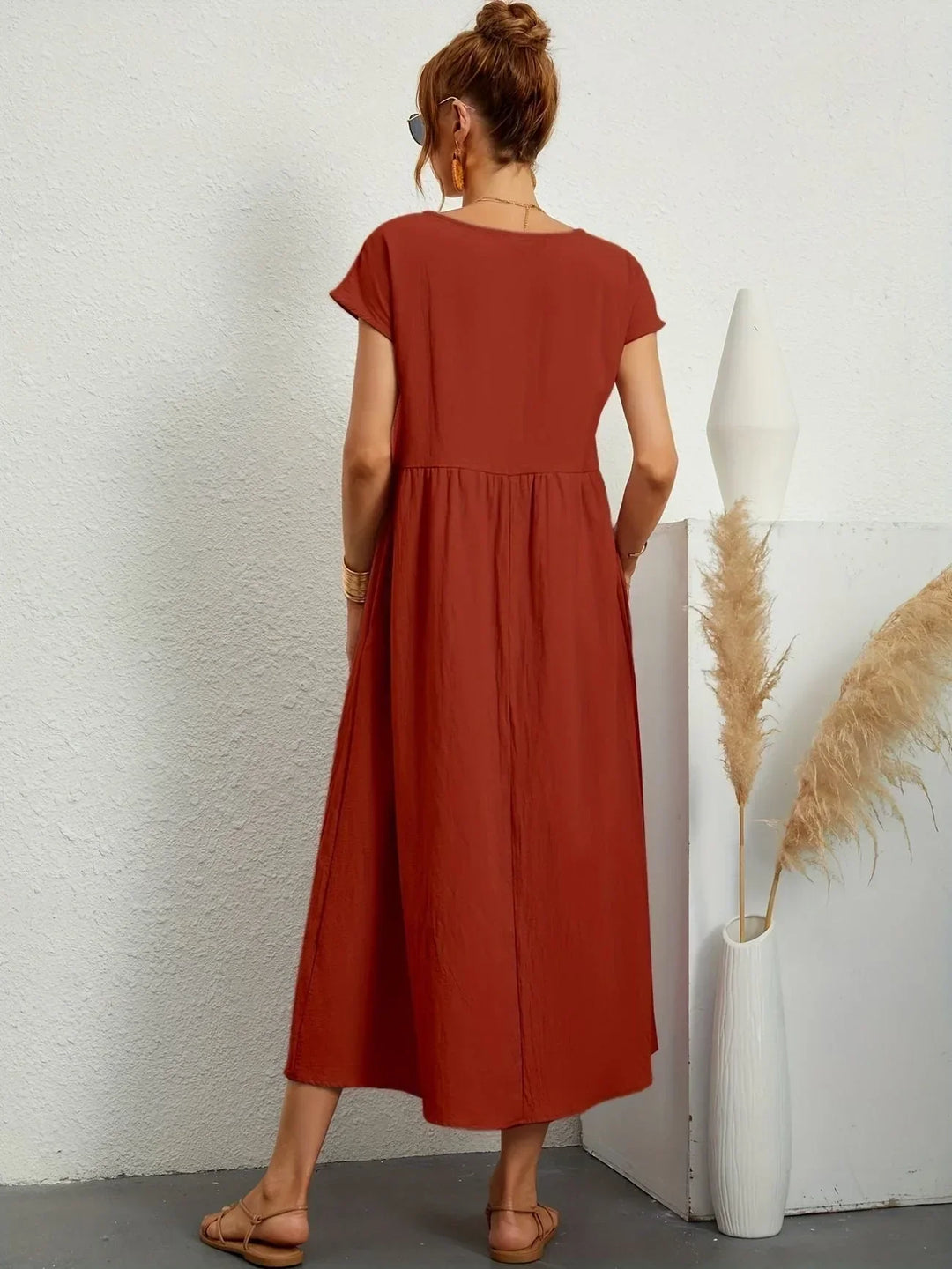 Women's Cotton Linen Maxi Dress with Pockets - photo 25