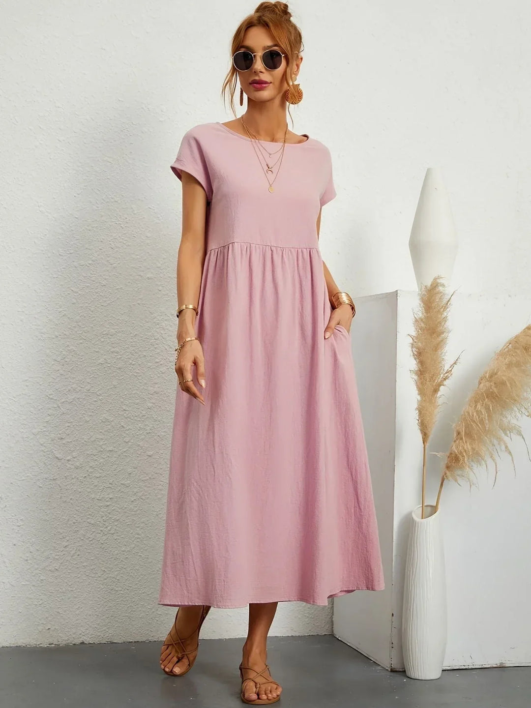 Women's Cotton Linen Maxi Dress with Pockets - photo 27
