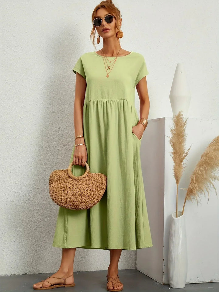 Women's Cotton Linen Maxi Dress with Pockets - photo 3
