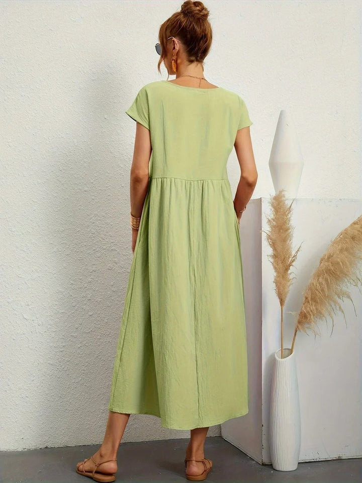 Women's Cotton Linen Maxi Dress with Pockets - photo 5