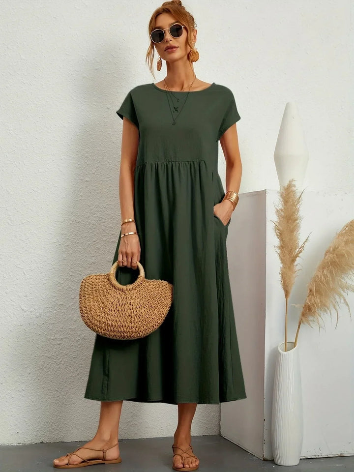 Women's Cotton Linen Maxi Dress with Pockets - photo 6