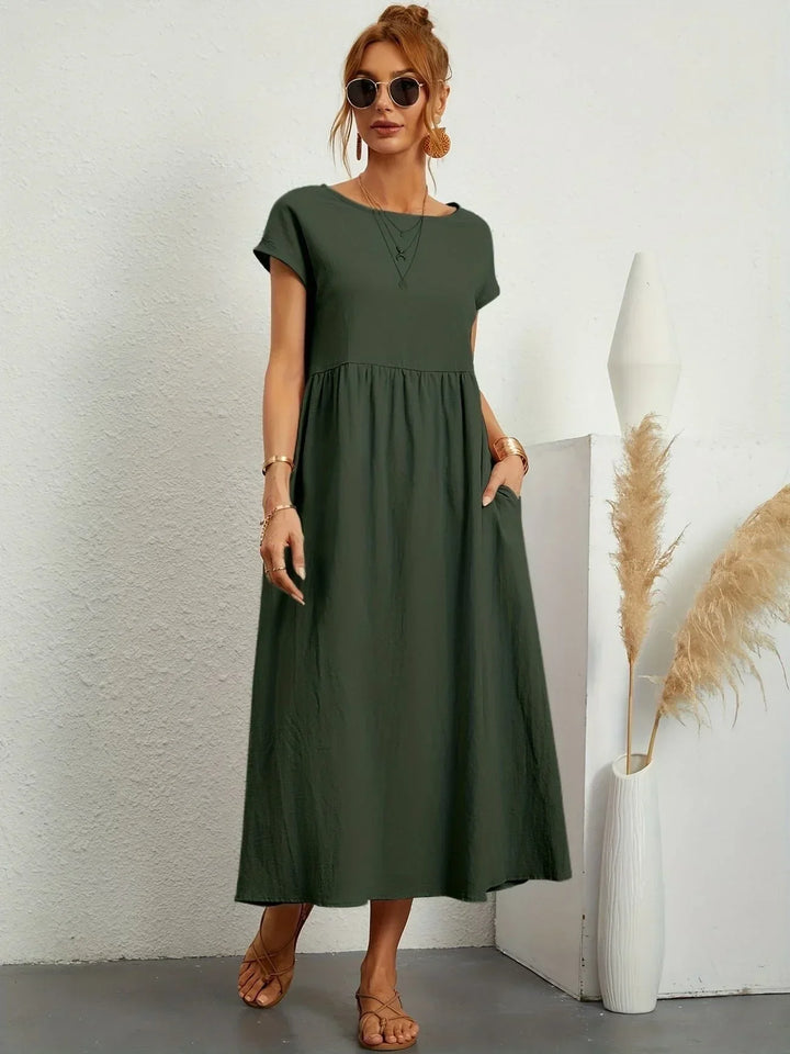 Women's Cotton Linen Maxi Dress with Pockets - photo 7