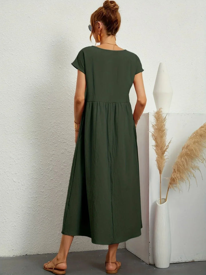 Women's Cotton Linen Maxi Dress with Pockets - photo 8