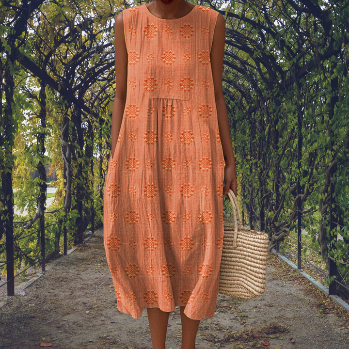 Women's Cotton Midi Dress with Textured Spots - photo 6