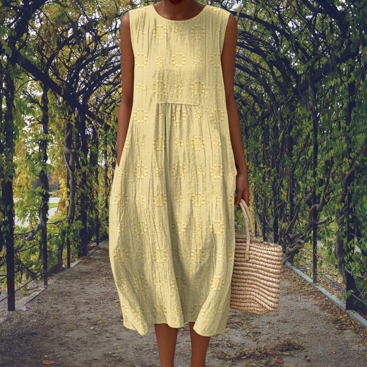 Women's Cotton Midi Dress with Textured Spots - photo 7