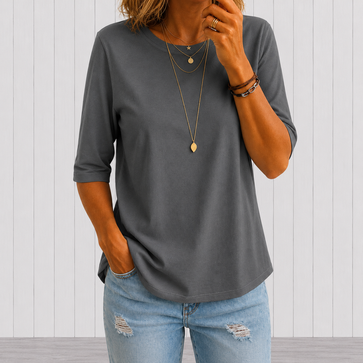 Women's Crew Neck Top with Three-Quarter Sleeves - photo 1