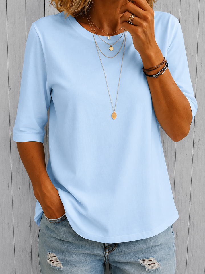 Women's Crew Neck Top with Three-Quarter Sleeves - photo 3