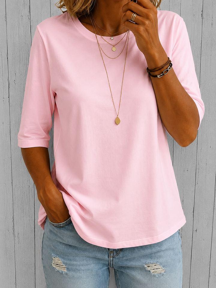 Women's Crew Neck Top with Three-Quarter Sleeves - photo 5