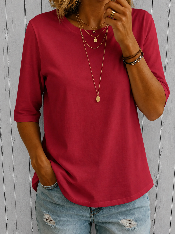 Women's Crew Neck Top with Three-Quarter Sleeves - photo 7