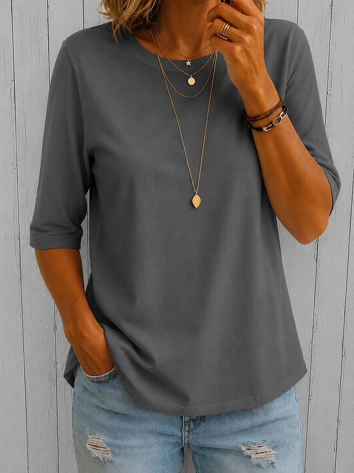 Women's Crew Neck Top with Three-Quarter Sleeves - photo 8