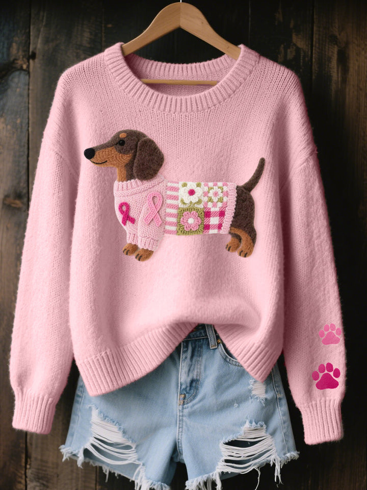 Women's Dachshund Print Jumper with Round Neck - photo 1
