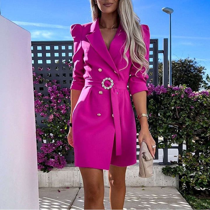 Women's Double Breasted Belted Blazer Dress - photo 5