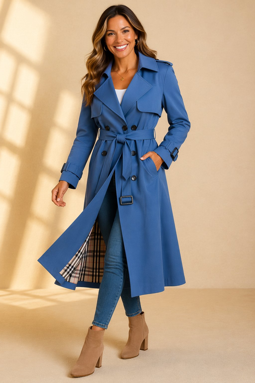 Camila | Women's Double-Breasted Belted Long Trench Coat