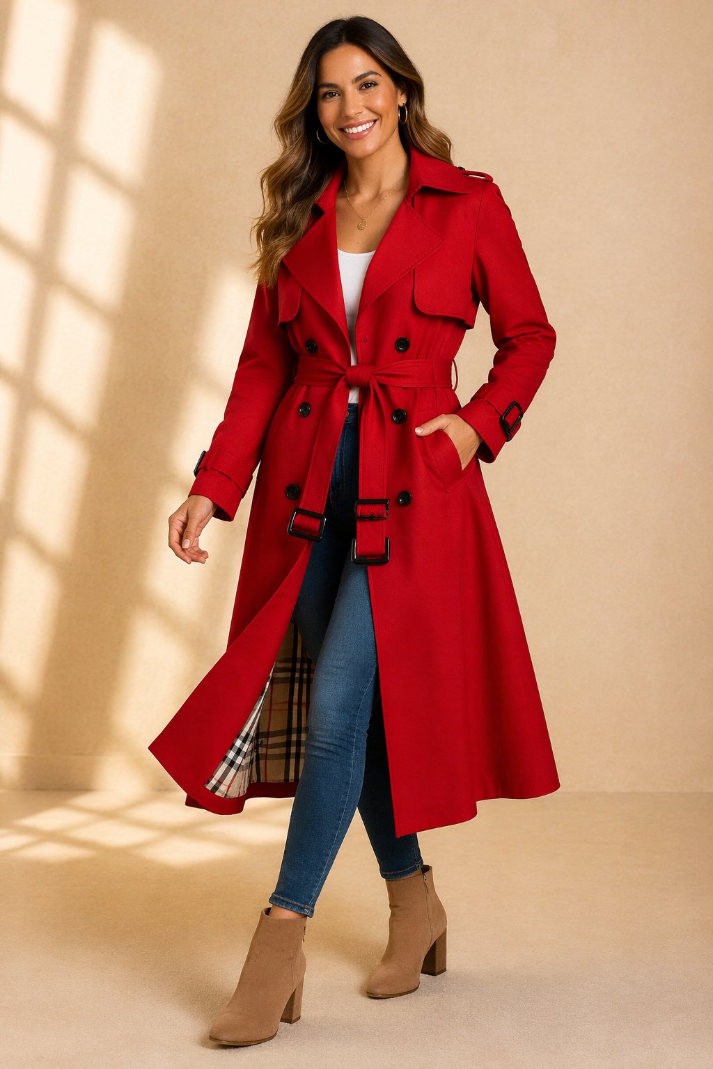 Camila | Women's Double-Breasted Belted Long Trench Coat
