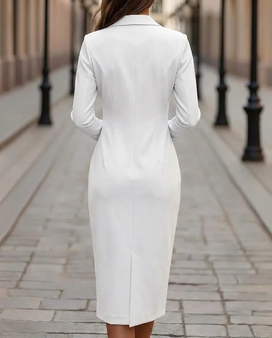 Women's Double-Breasted Blazer Midi Dress